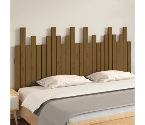 Cabecero cama pared madera maciza pino marrón miel 166x3x80 cm