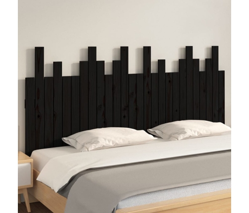 Cabecero de cama de pared madera maciza pino negro 166x3x80 cm