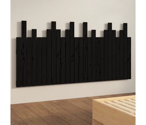 Cabecero de cama de pared madera maciza pino negro 166x3x80 cm