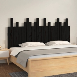 Cabecero de cama de pared madera maciza pino negro 166x3x80 cm