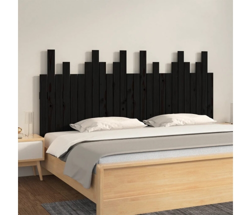 Cabecero de cama de pared madera maciza pino negro 166x3x80 cm