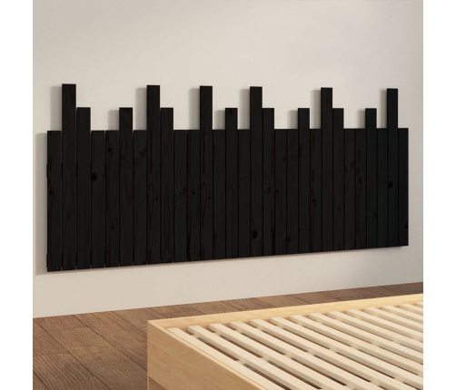 vidaXL Cabecero de cama de pared madera maciza pino negro 185x3x80 cm