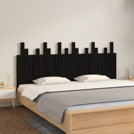 Cabecero de cama de pared madera maciza pino negro 185x3x80 cm