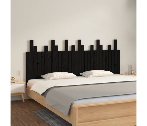 vidaXL Cabecero de cama de pared madera maciza pino negro 185x3x80 cm