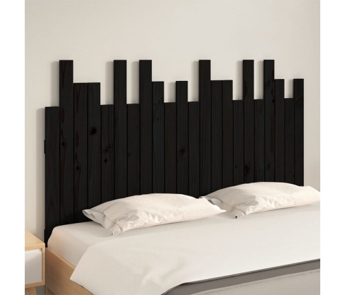 Cabecero de cama de pared madera maciza pino negro 140x3x80 cm