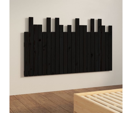 Cabecero de cama de pared madera maciza pino negro 140x3x80 cm