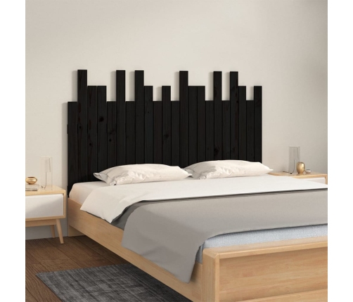 Cabecero de cama de pared madera maciza pino negro 140x3x80 cm