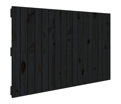 Cabecero de cama de pared madera maciza pino negro 108x3x60 cm