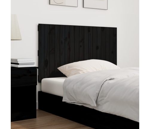 Cabecero de cama de pared madera maciza pino negro 108x3x60 cm