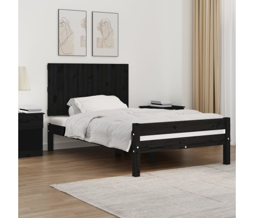 Cabecero de cama de pared madera maciza pino negro 108x3x60 cm