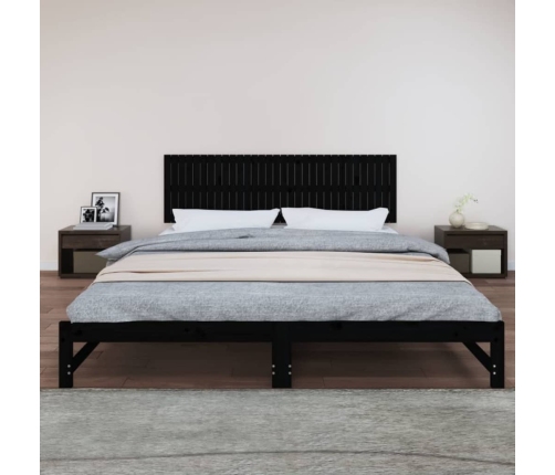 Cabecero de cama de pared madera maciza pino negro 204x3x60 cm