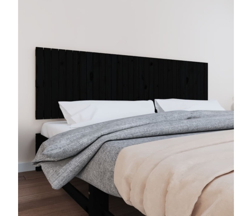 Cabecero de cama de pared madera maciza pino negro 204x3x60 cm