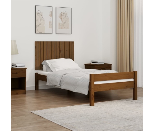 vidaXL Cabecero cama pared madera maciza pino marrón miel 95,5x3x60 cm