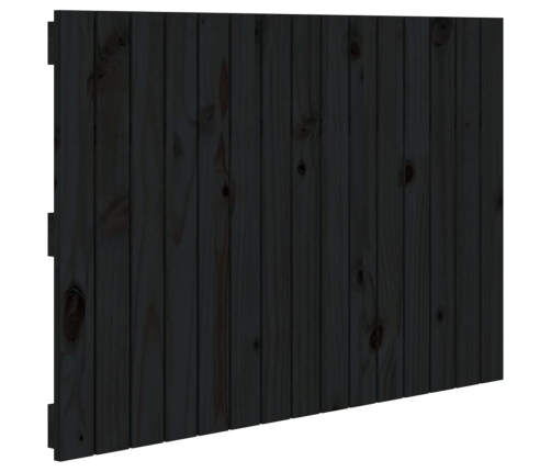 Cabecero de cama de pared madera maciza pino negro 95,5x3x60 cm