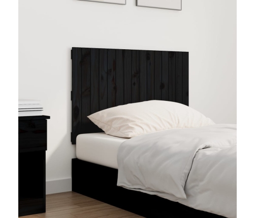 Cabecero de cama de pared madera maciza pino negro 95,5x3x60 cm