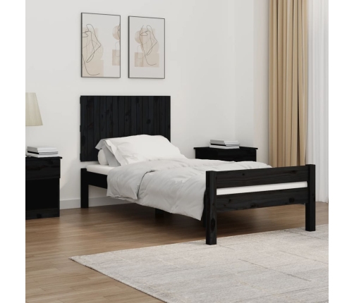 vidaXL Cabecero de cama de pared madera maciza pino negro 95,5x3x60 cm