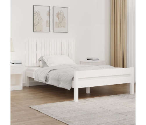 Cabecero de cama pared madera maciza pino blanco 127,5x3x60 cm