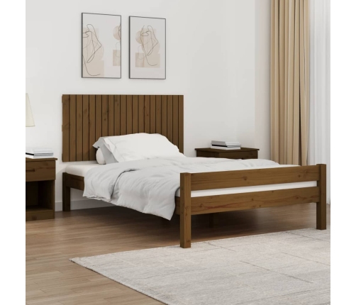 vidaXL Cabecero cama pared madera maciza pino marrón miel 127,5x3x60cm