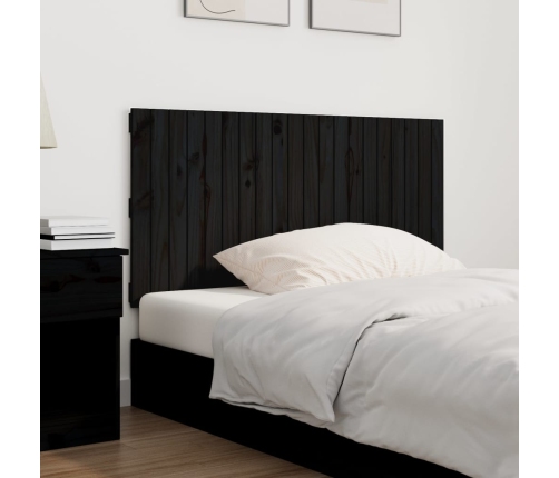 Cabecero de cama pared madera maciza pino negro 127,5x3x60 cm