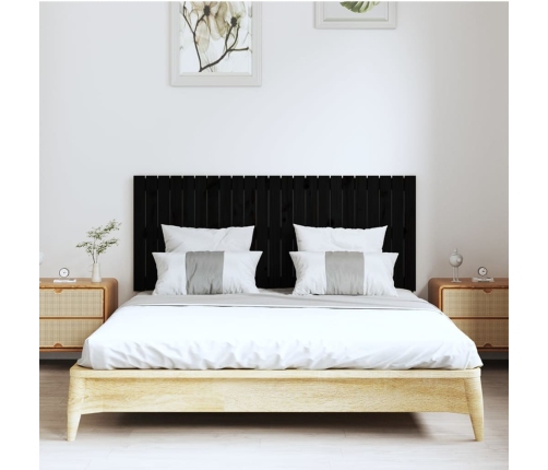 Cabecero de cama de pared madera maciza pino negro 147x3x60 cm