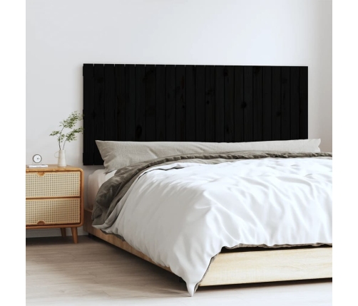 Cabecero de cama de pared madera maciza pino negro 147x3x60 cm