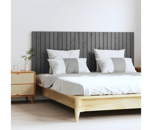 Cabecero de cama de pared madera maciza pino gris 159,5x3x60 cm