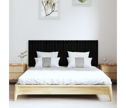 Cabecero de cama de pared madera maciza pino negro 159,5x3x60cm