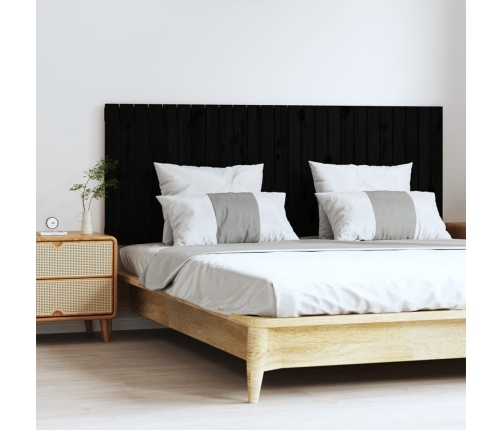 Cabecero de cama de pared madera maciza pino negro 159,5x3x60cm