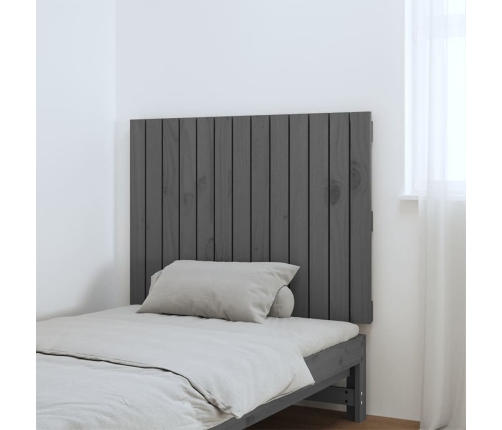 Cabecero de cama de pared madera maciza pino gris 82,5x3x60 cm