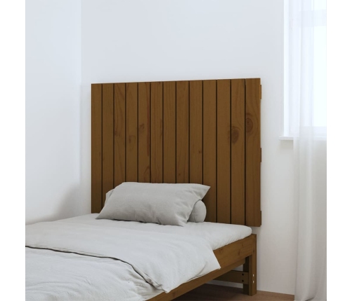 Cabecero cama pared madera maciza pino marrón miel 82,5x3x60 cm