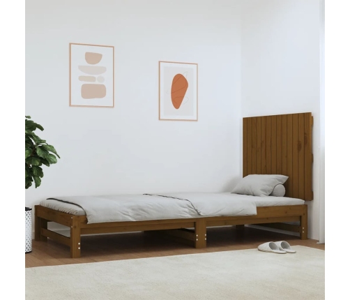 Cabecero cama pared madera maciza pino marrón miel 82,5x3x60 cm