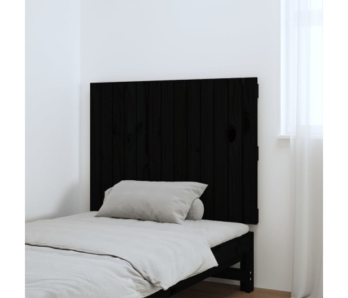 Cabecero de cama pared madera maciza pino negro 82,5x3x60 cm