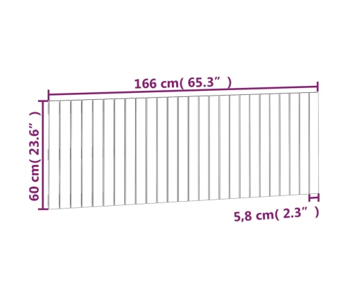 Cabecero de cama de pared madera maciza de pino 166x3x60 cm