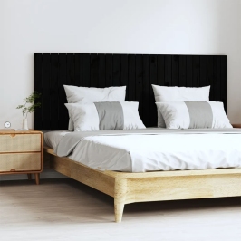 Cabecero de cama de pared madera maciza pino negro 166x3x60 cm