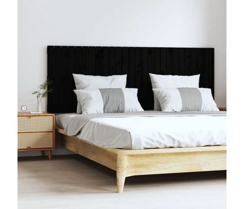 Cabecero de cama de pared madera maciza pino negro 166x3x60 cm