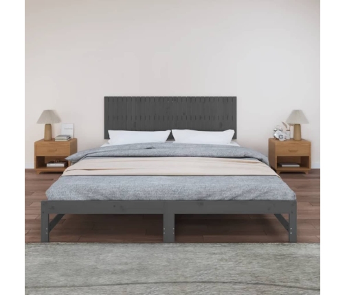 Cabecero de cama de pared madera maciza pino gris 185x3x60 cm