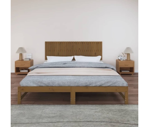 Cabecero cama pared madera maciza pino marrón miel 185x3x60 cm