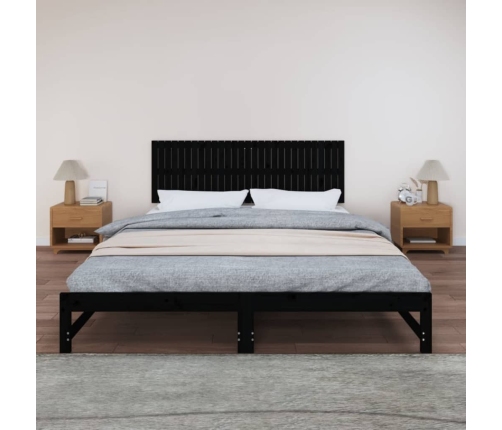 Cabecero de cama de pared madera maciza pino negro 185x3x60 cm