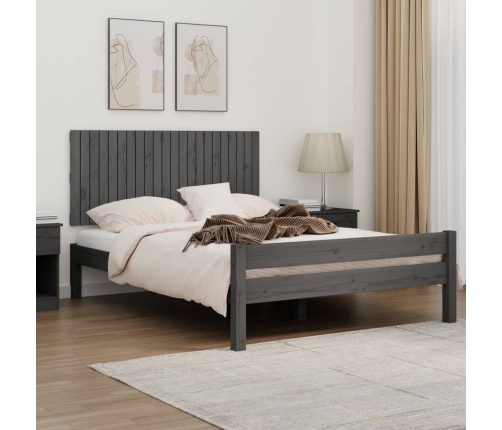 Cabecero de cama de pared madera maciza pino gris 140x3x60 cm