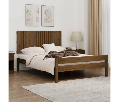 Cabecero cama pared madera maciza pino marrón miel 140x3x60 cm