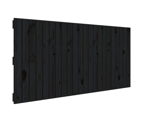 Cabecero de cama de pared madera maciza pino negro 140x3x60 cm