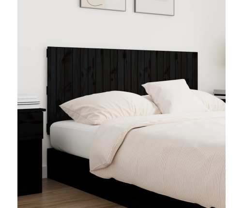 Cabecero de cama de pared madera maciza pino negro 140x3x60 cm