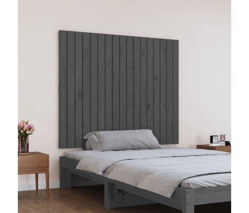 Cabecero de cama de pared madera maciza pino gris 108x3x90 cm