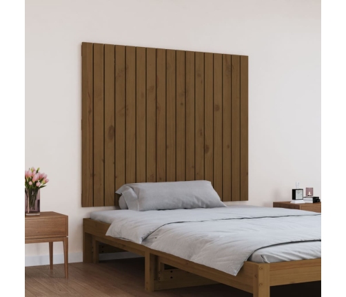 vidaXL Cabecero cama pared madera maciza pino marrón miel 108x3x90 cm