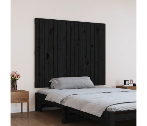 Cabecero de cama de pared madera maciza pino negro 108x3x90 cm