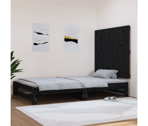 Cabecero de cama de pared madera maciza pino negro 108x3x90 cm