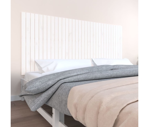 Cabecero de cama pared madera maciza pino blanco 204x3x90 cm