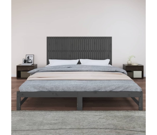 vidaXL Cabecero de cama de pared madera maciza pino gris 204x3x90 cm