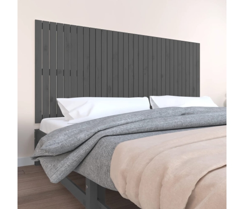 vidaXL Cabecero de cama de pared madera maciza pino gris 204x3x90 cm