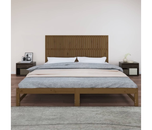 vidaXL Cabecero cama pared madera maciza pino marrón miel 204x3x90 cm